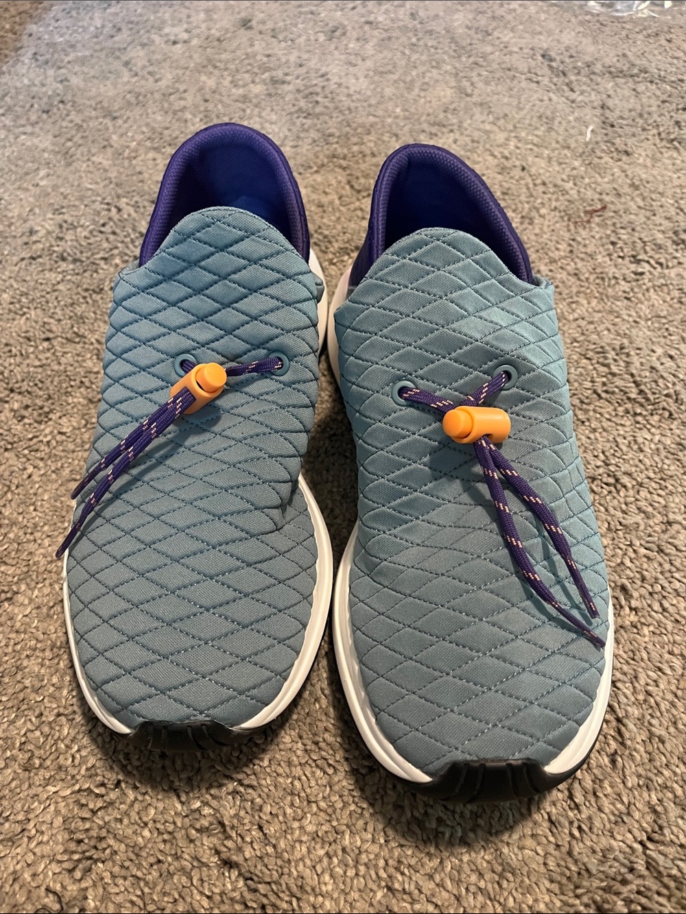 Columbia Quilted Teal Slip-On Shoes with Purple Heel and Orange Accents